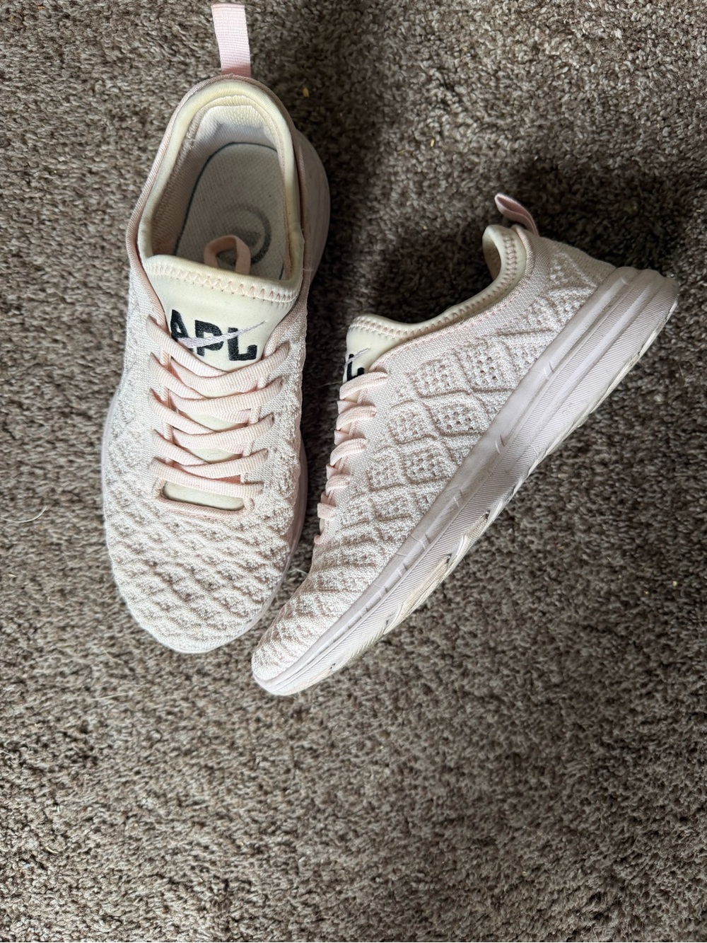 APL Techloom Phantom Women's Knit Lace-Up Sneakers in Pale Pink